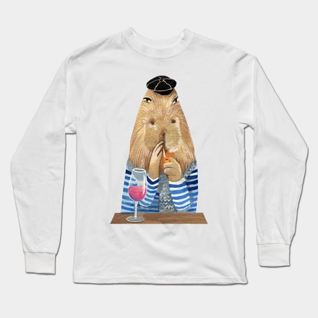 French Style Capybara Long Sleeve T-Shirt by argiropulo